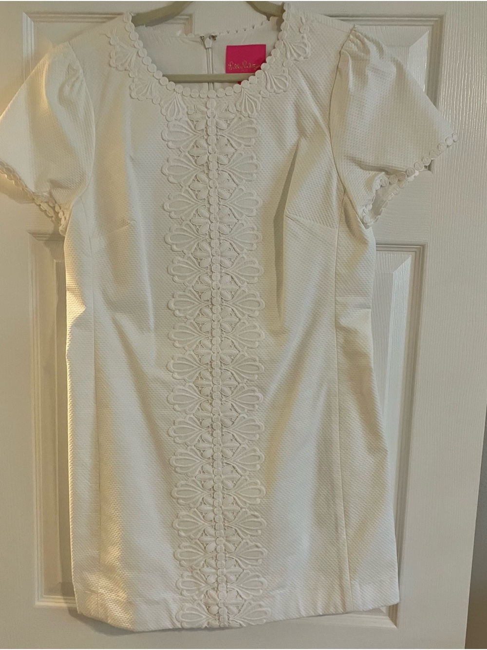 Lilly Pulitzer Cream Lace-Front Puff Sleeve Dress